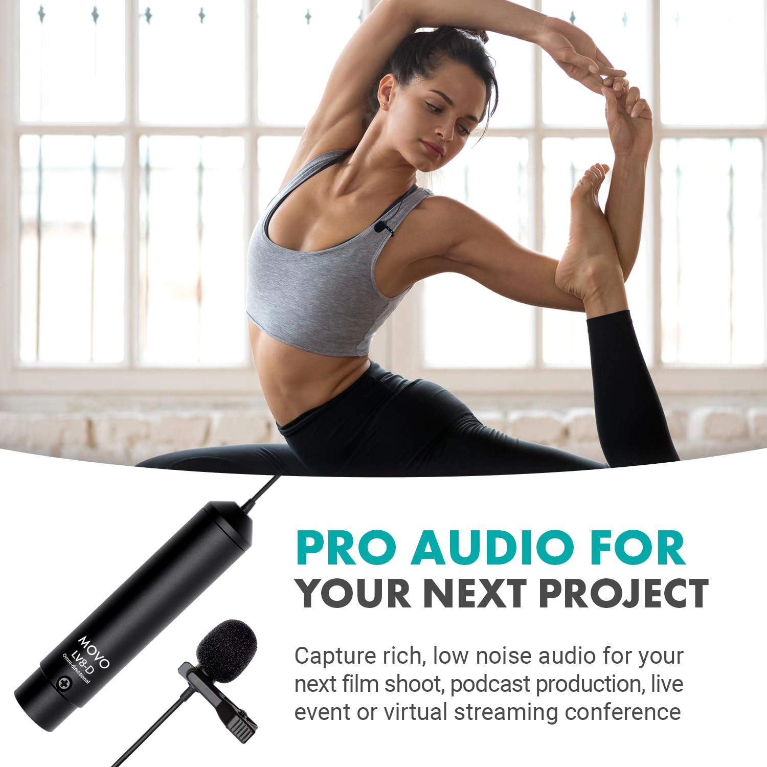 Movo LV8-D Broadcast-Quality XLR Lavalier Omni-Directional Wired Microphone