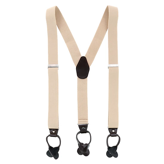 CTM® Men's 1.375 Inch Wide Solid Color Y-Back Button-End Suspenders