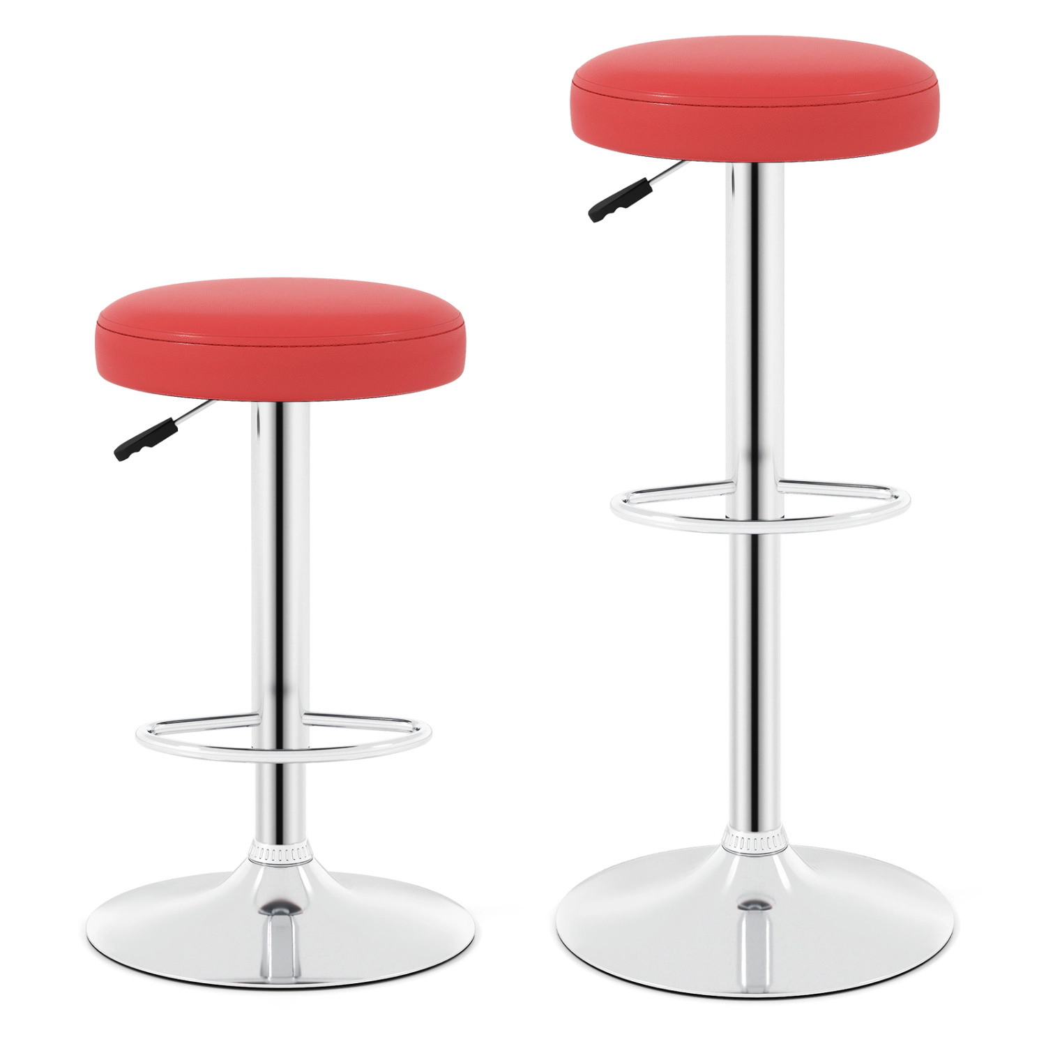 Hivvago Set Of 2 Height-Adjustable Swivel Bar Stool With 360° Swivel Bar Stool