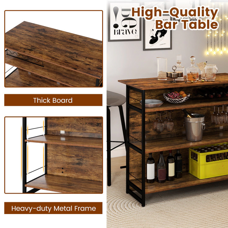 Hivvago 4-Tier Mini Bar Kitchen Island with Footrest and Wine Rack