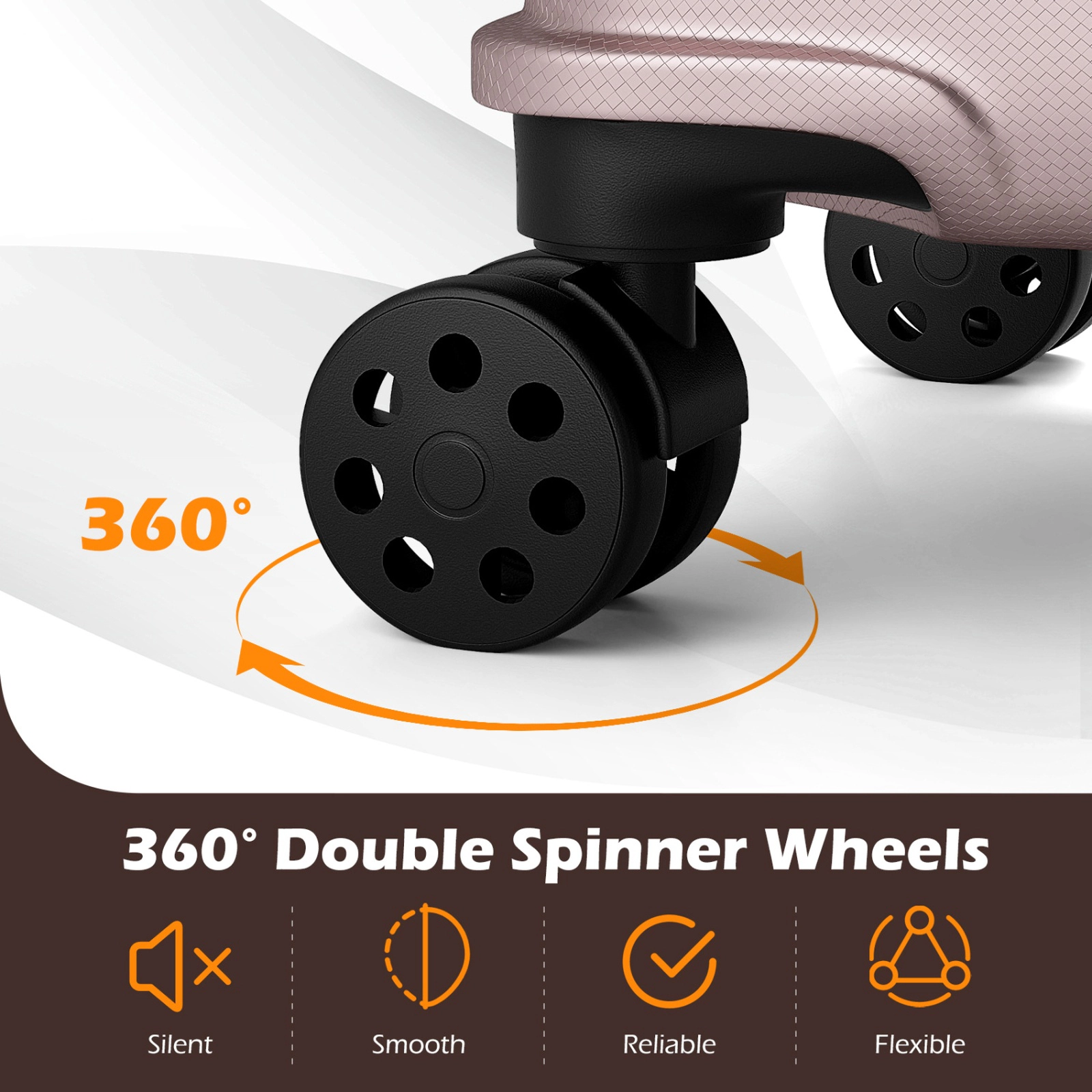 SUGIFT 3-Piece Hardside Suitcase Set with 8-Spinner Wheels Pink