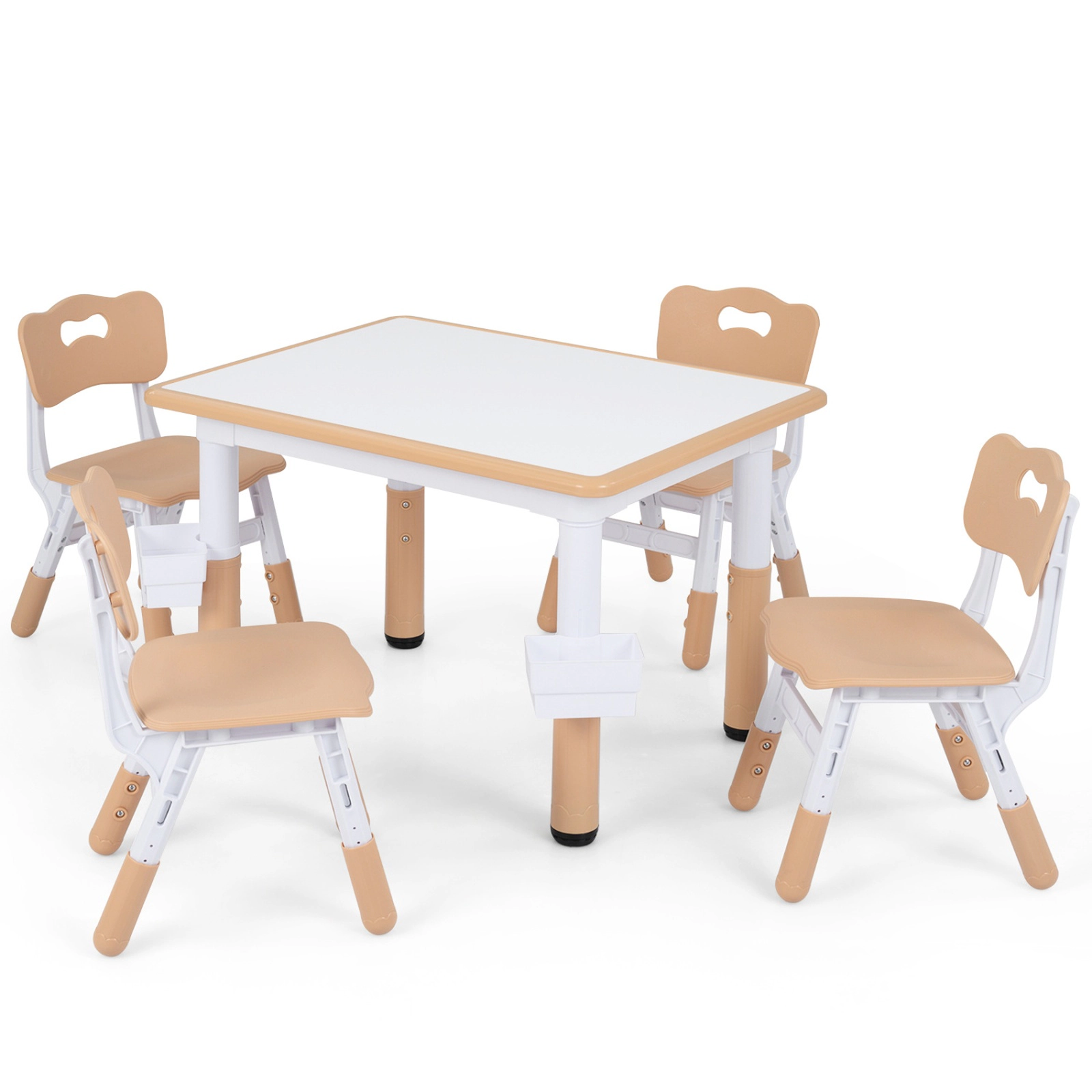 SUGIFT Height Adjustable Kids Table & Chairs Set Graffiti Desktop & 2 Storage Baskets 220-lb Capacity Ages 18+ Months