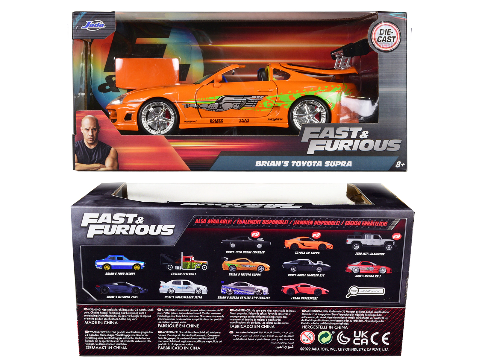 Jada Brian's Toyota Supra Orange with Graphics "Fast & Furious" Movie 1/24 Diecast Model Car by Jada