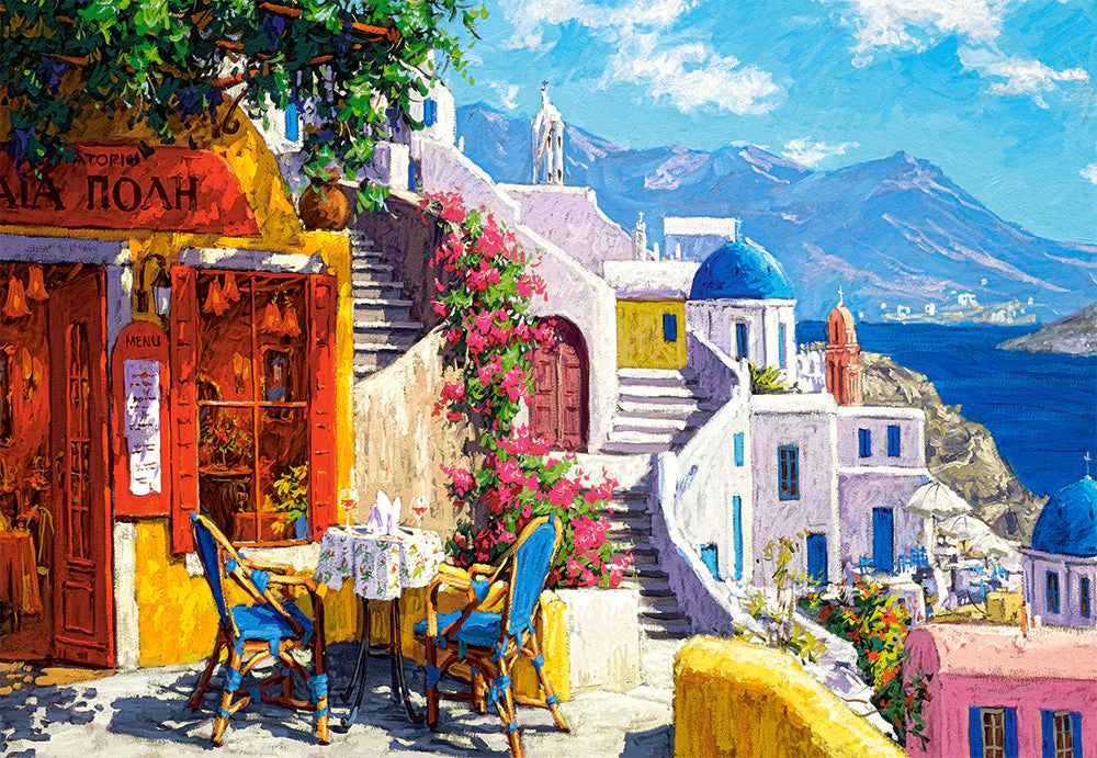 CASTORLAND 1000 Piece Jigsaw Puzzles, Afternoon on the Aegean Sea, Santorini, Greece, Summer holiday, C-104130-2