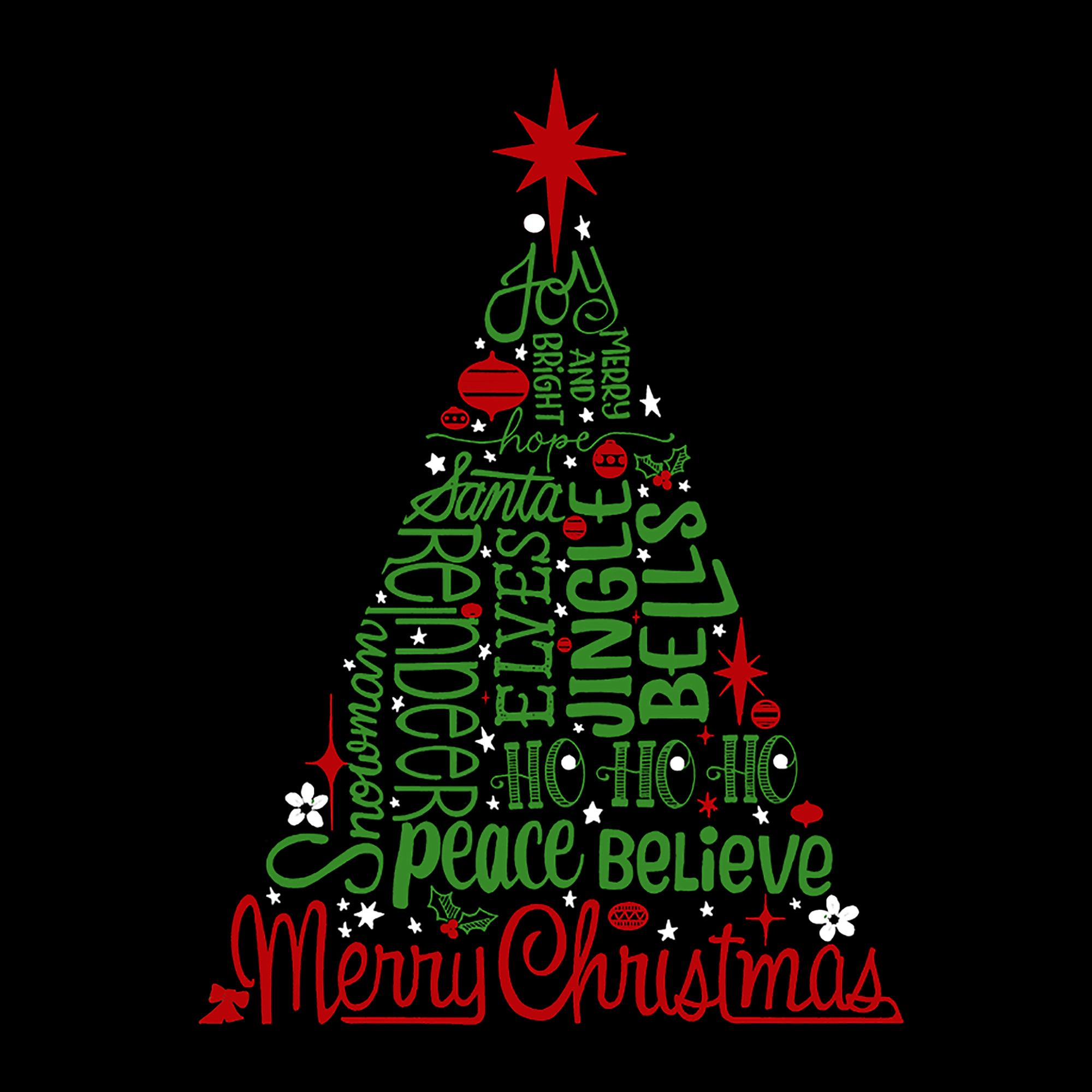 LA Pop Art Holiday Christmas Tree - Women's Word Crewneck Sweatshirt