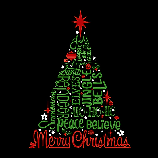LA Pop Art Men's Word Art T-Shirt - Holiday Christmas Tree