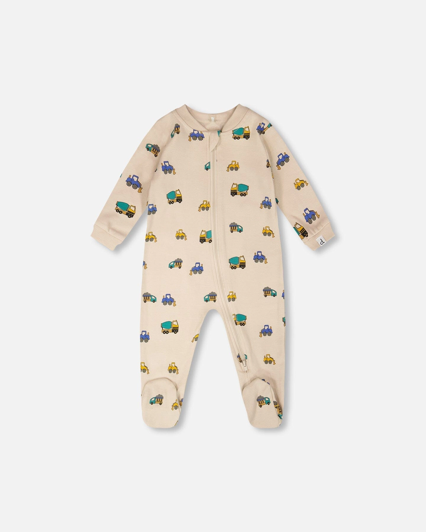 Deux par Deux Boys Organic Cotton Full-Length Zip Truck Print One-Piece Pyjama