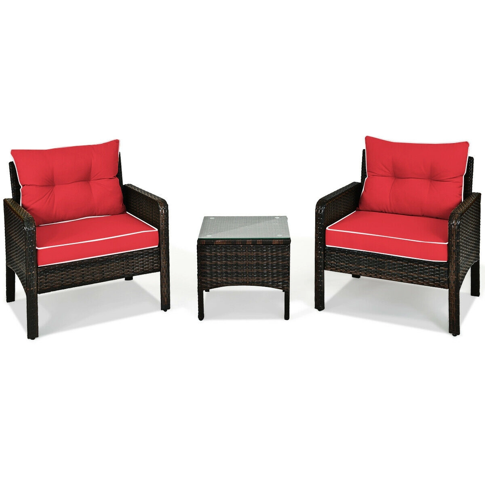 SUGIFT 4-Piece Navy Patio Rocking Chair Set with Loveseat and Glass Table 17-in Seat H 660-lb Loveseat Capacity