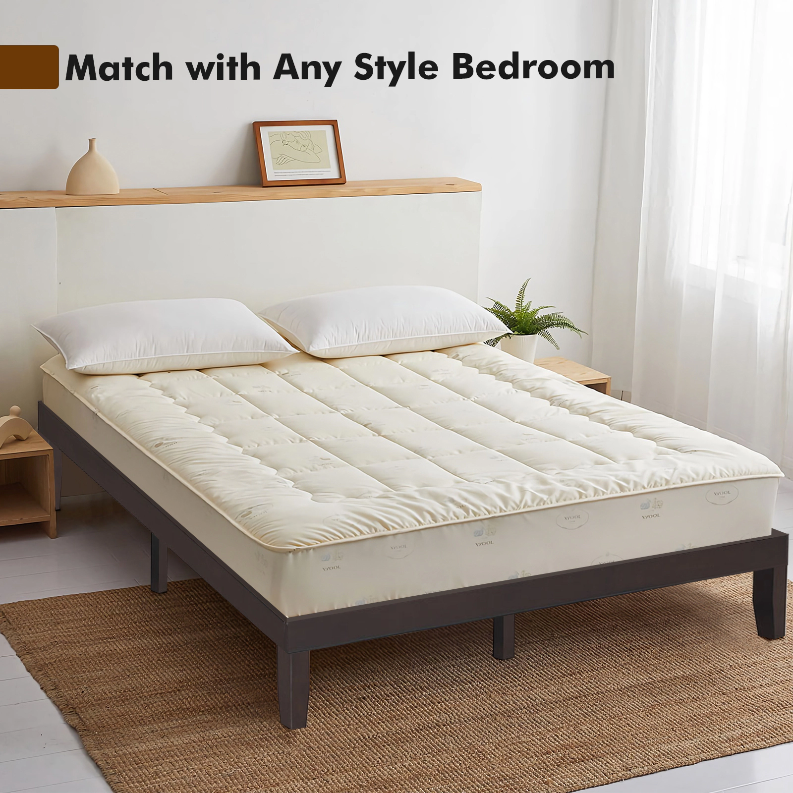 SUGIFT 14-Inch King Platform Bed Frame, Solid Rubberwood and Poplar, 14 Slats, No Box Spring