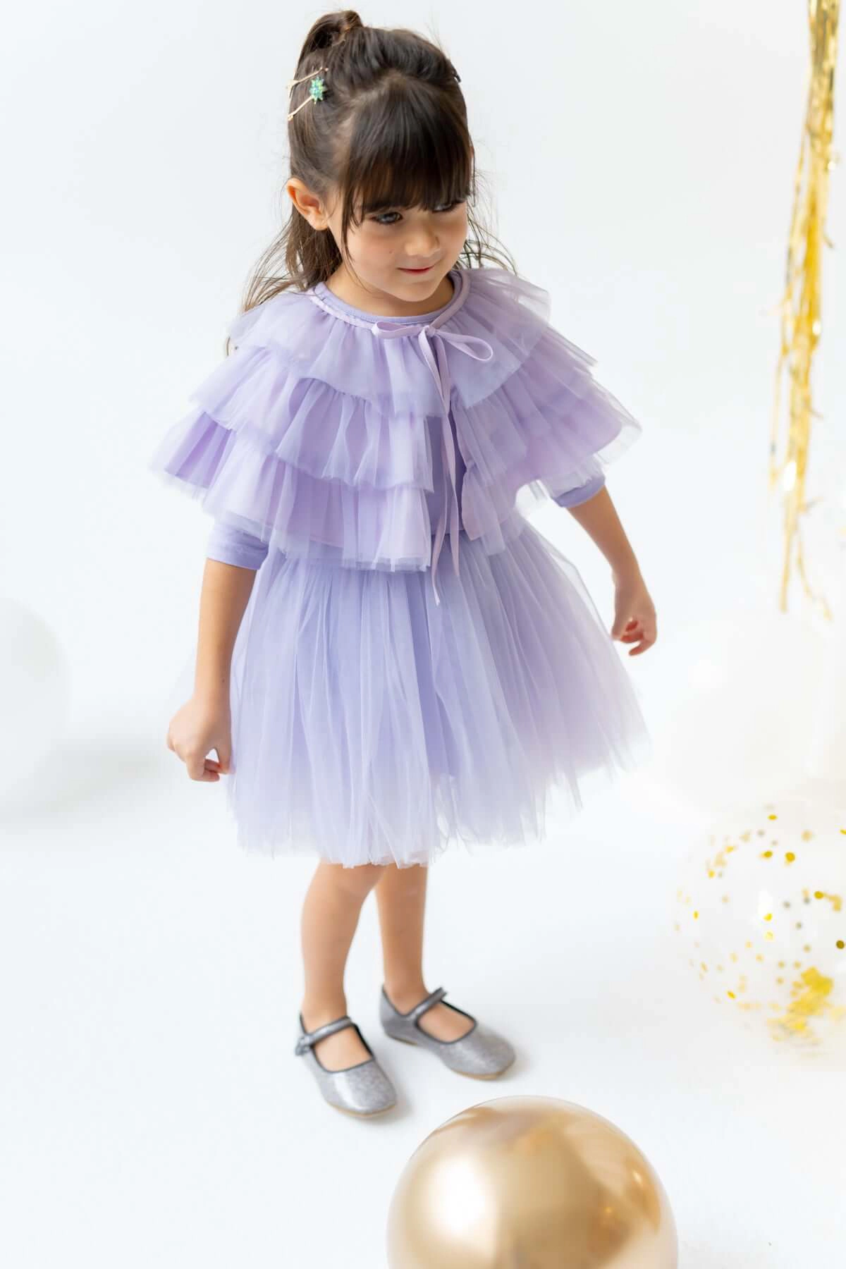 Mini Celebrities Girls Purple Bloom Dress Set
