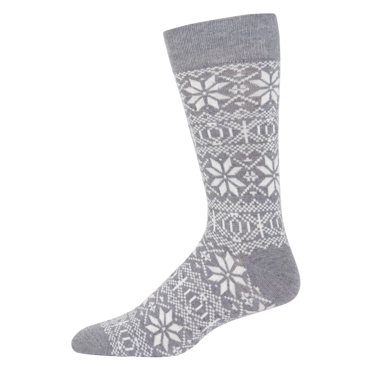 MeMoi Men's Snowflake Luxuriously Soft Cashmere Blend Crew Socks