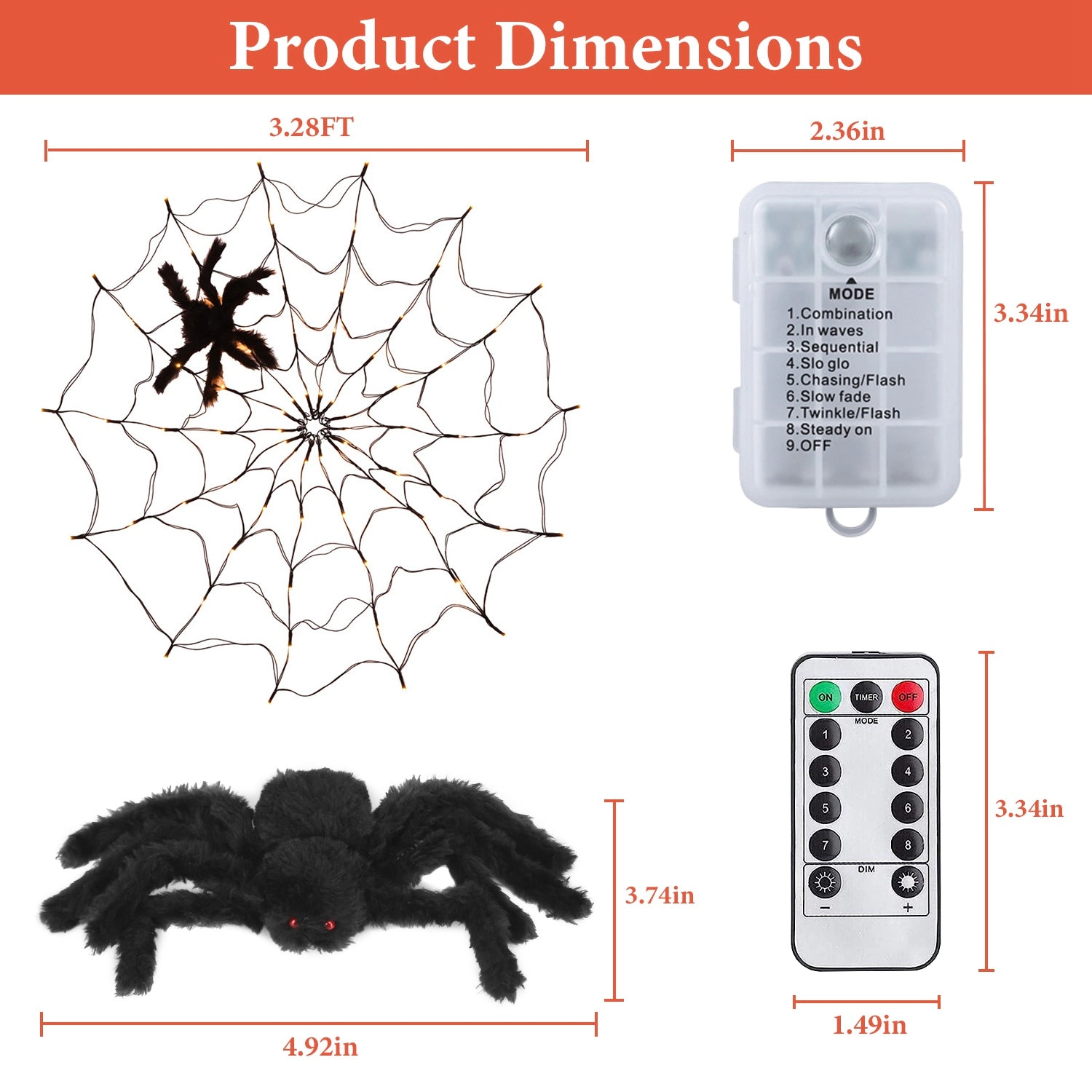 GBruno 70-LED Battery-Powered Spider Web Light