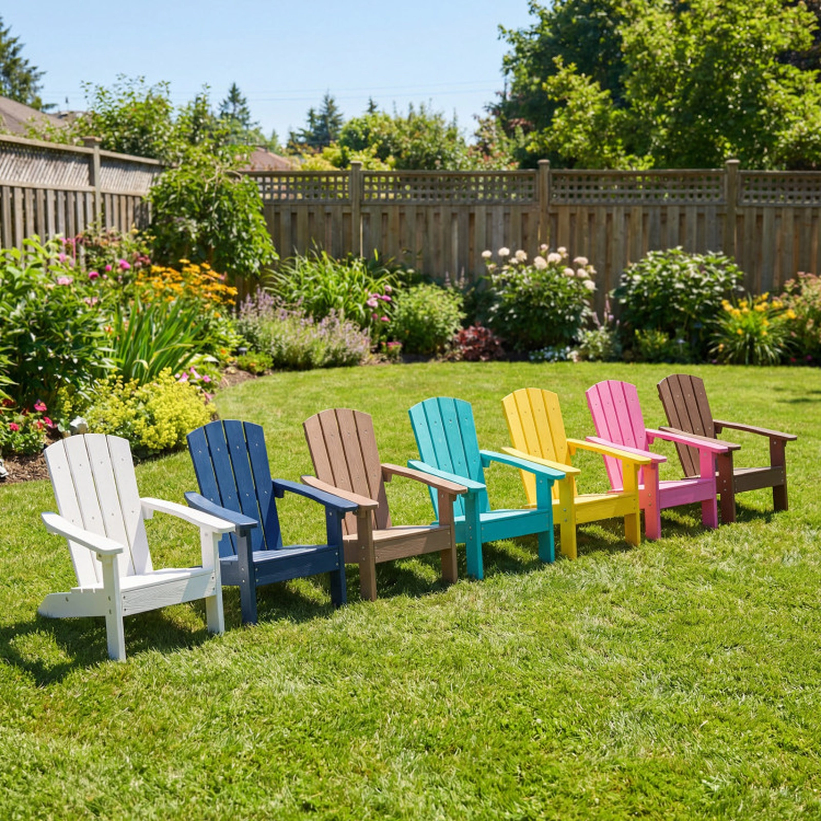 SUGIFT Turquoise HIPS Kids Adirondack Chair with High Backrest and Wide Armrests 22-in W 20-in D 22-in H