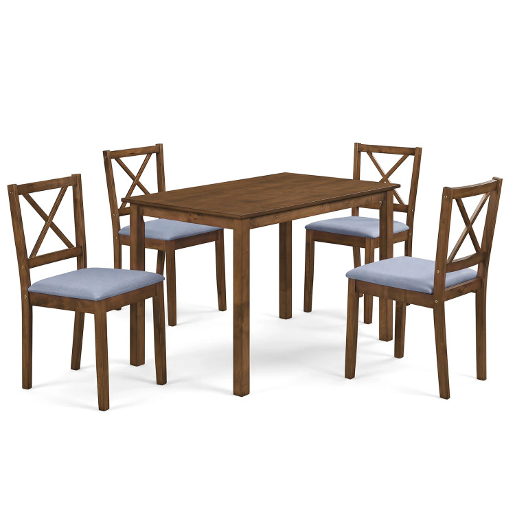 Hivvago 5-Piece Dining Set With Rectangular Table & Fabric Chairs For Small Space