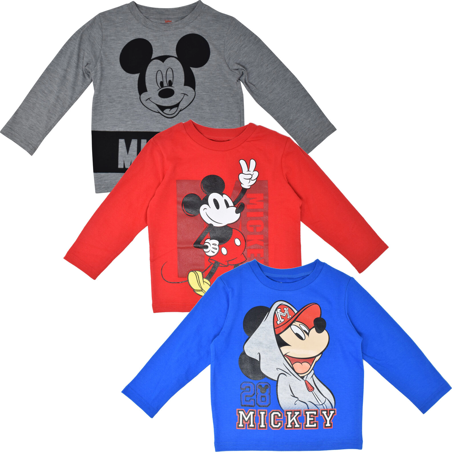 Disney Mickey Mouse Boys' 3-Pack Long Sleeve T-Shirts