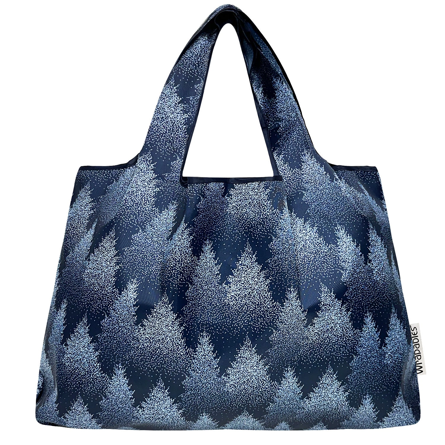 Wrapables Large Nylon Reusable Shopping Bag for Groceries, Winter Wonderland