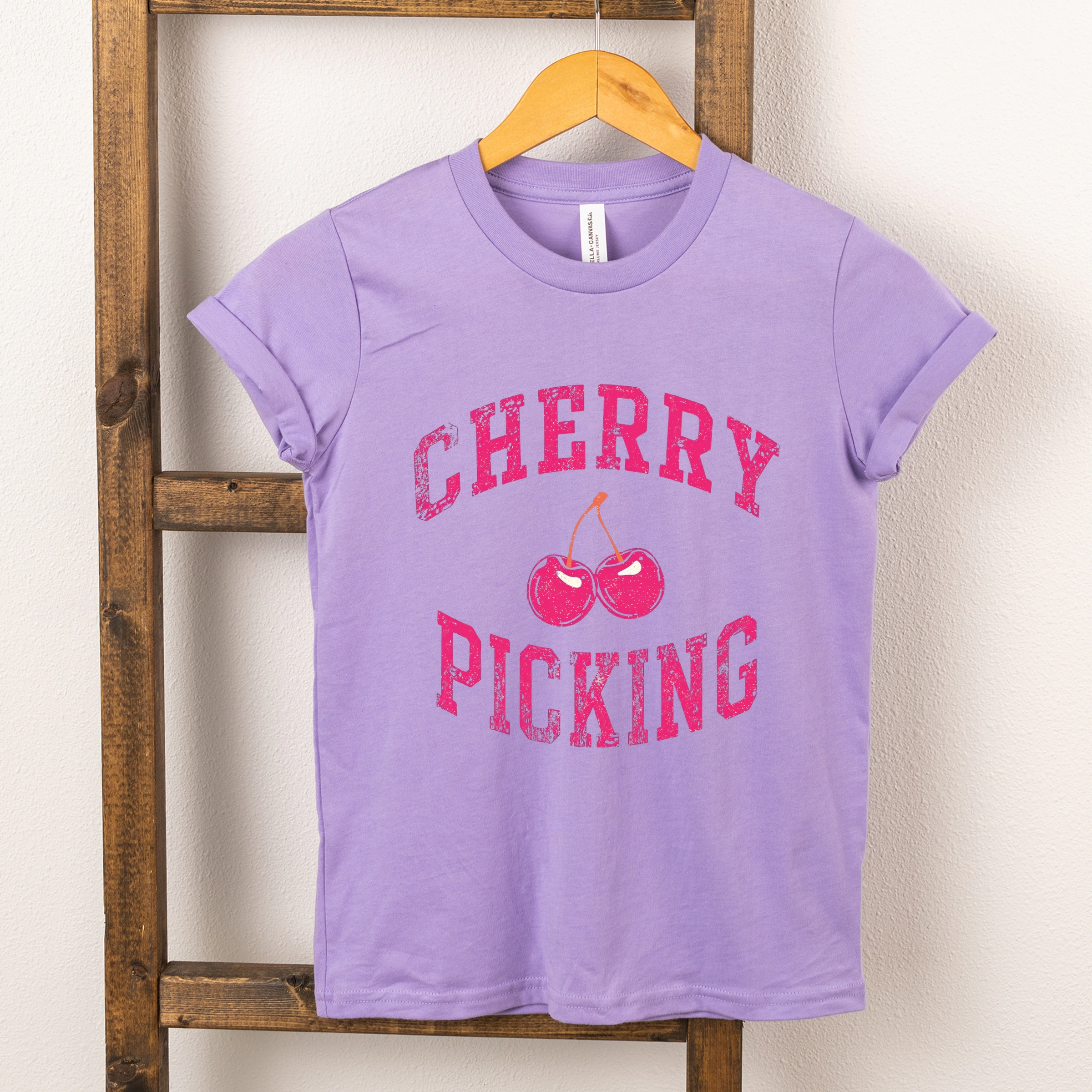 The Juniper Shop - Cherry Picking Varsity Arched Youth Short Sleeve Graphic T-Shirt
