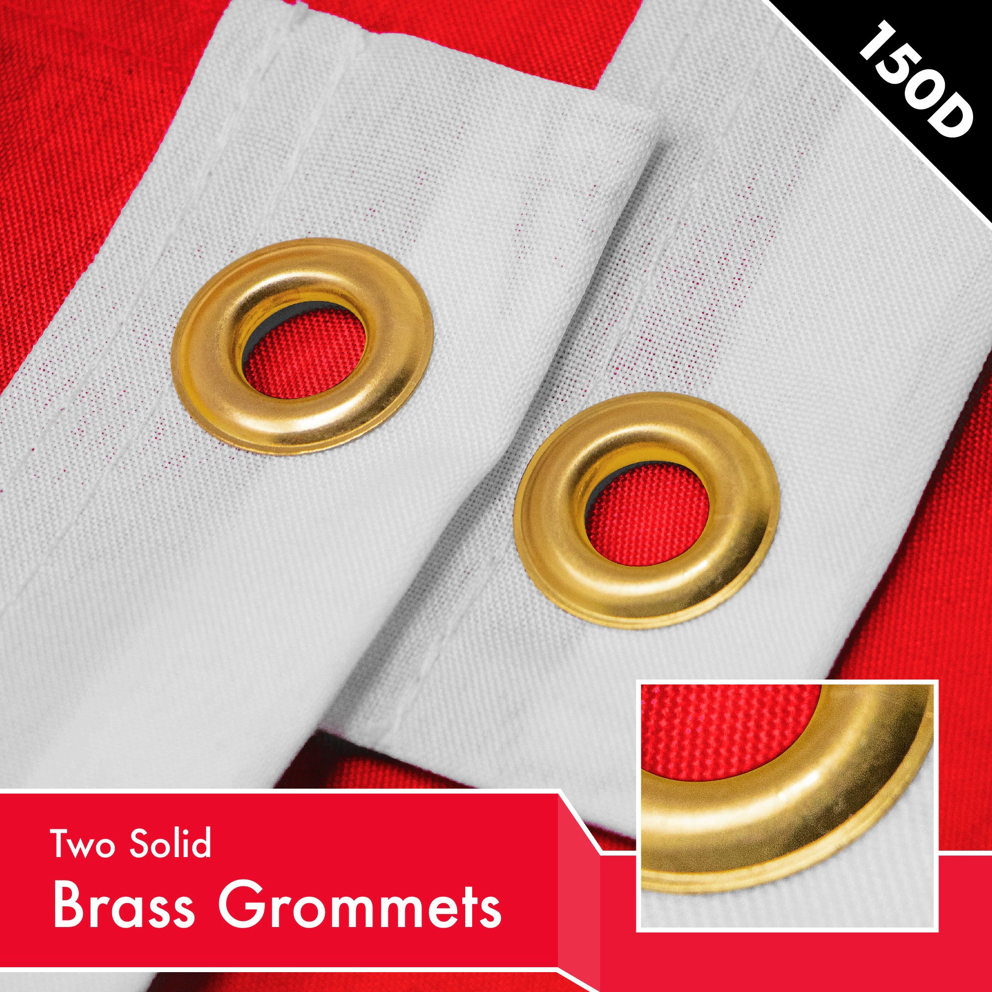 G128 Solid Red Flag 2x3 Ft - LiteWeave Pro 150D Polyester, Brass Grommets, Double-Needle Stitching