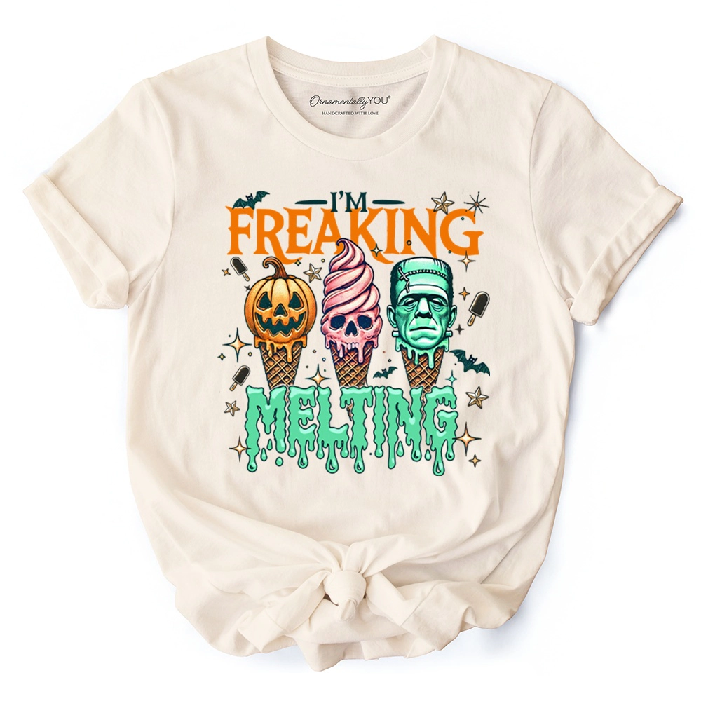 OrnamentallyYou Womens I'm Freaking Melting Frankenstein Halloween T-Shirt