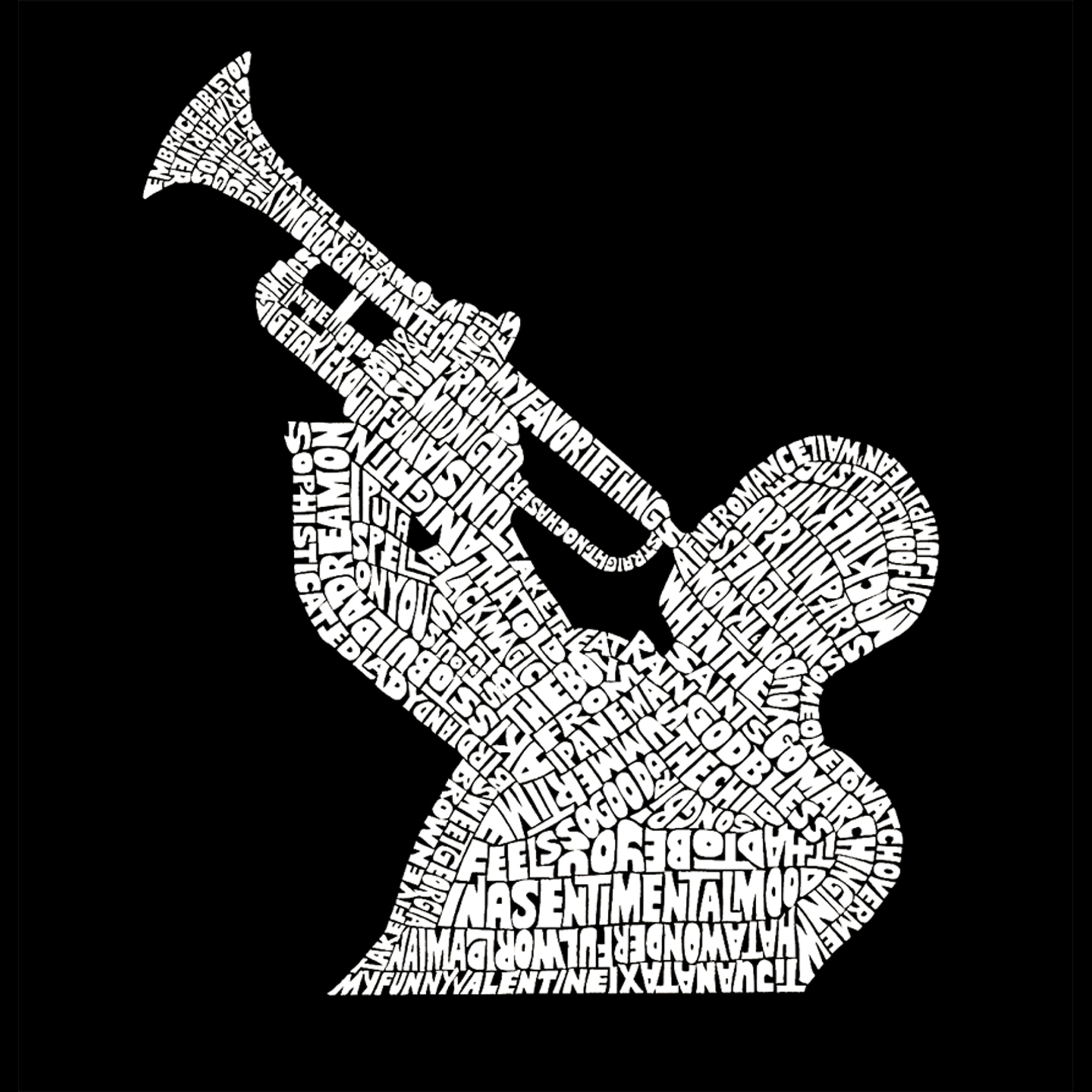 LOS ANGELES POP Art Men's Cotton-Poly Word T-Shirt - ALL TIME JAZZ SONGS