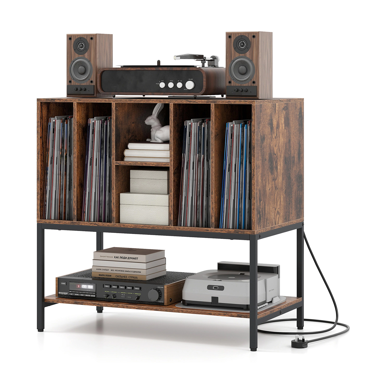 SlickBlue Record Player Stand with Charging Station