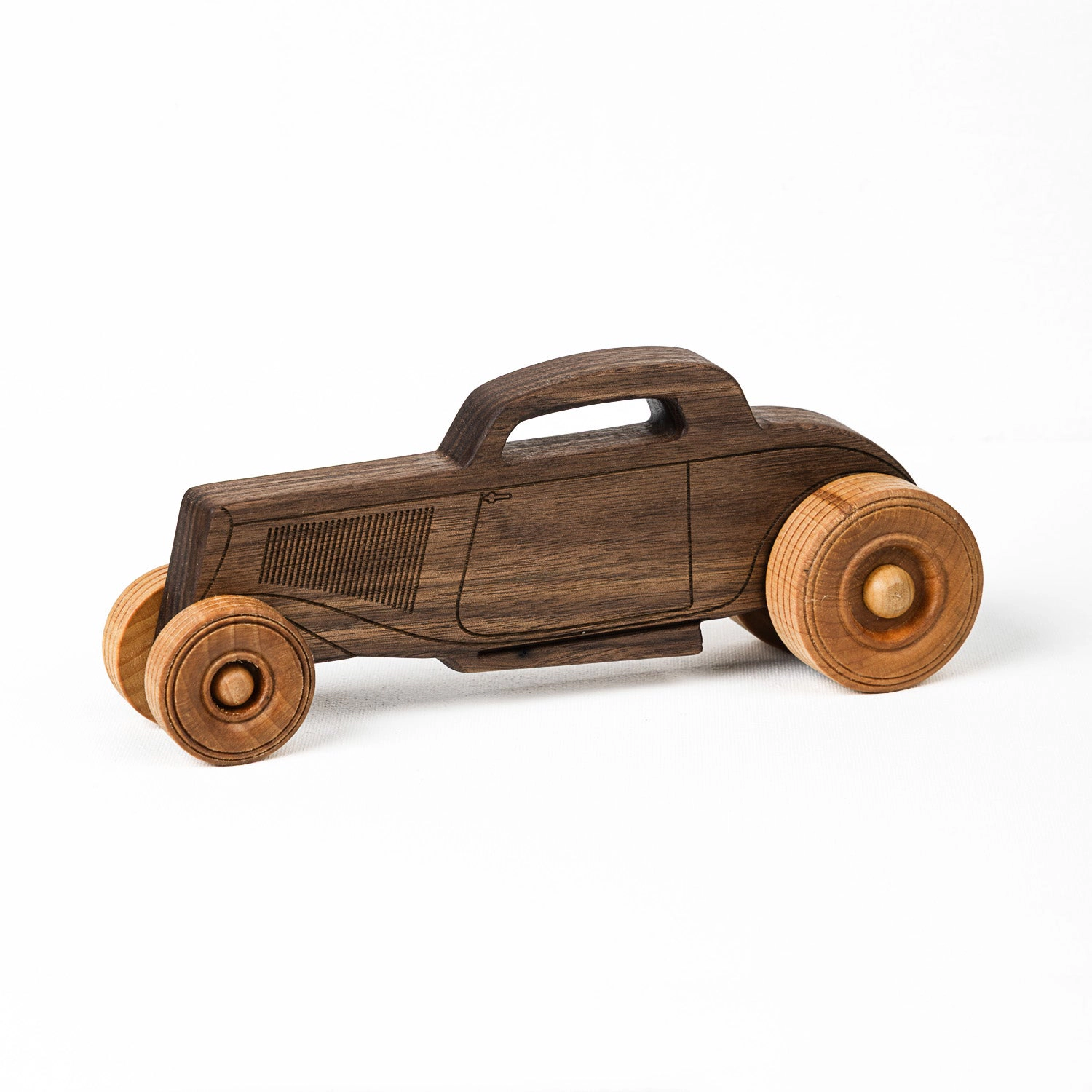 Classic Hot Rod 8.75" Long - Solid Walnut Wood - Etched Details - Made in USA