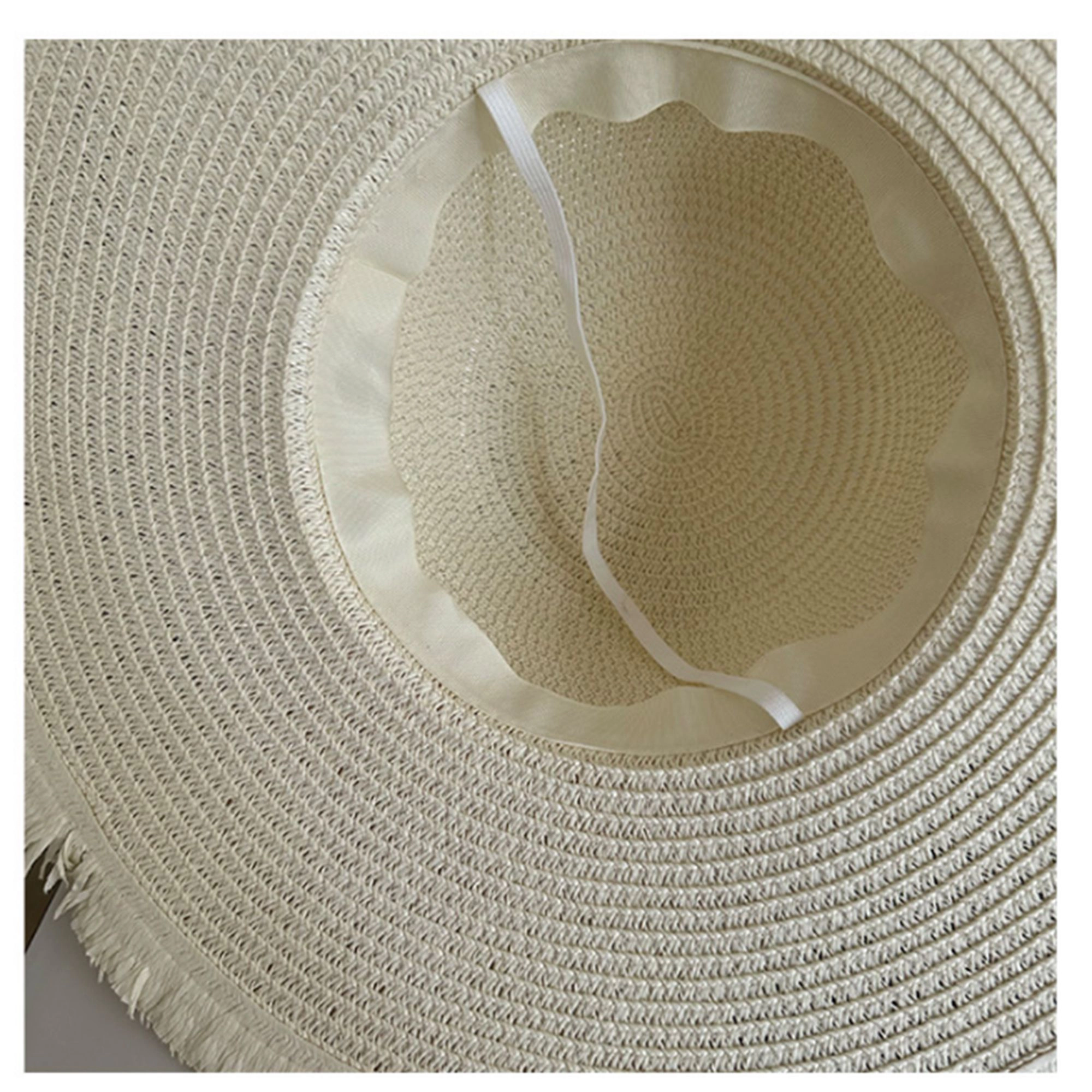 Anna-Kaci Women's Straw Wide Brim Sun Hat with Lace Bow Detail Elegant Summer Beach