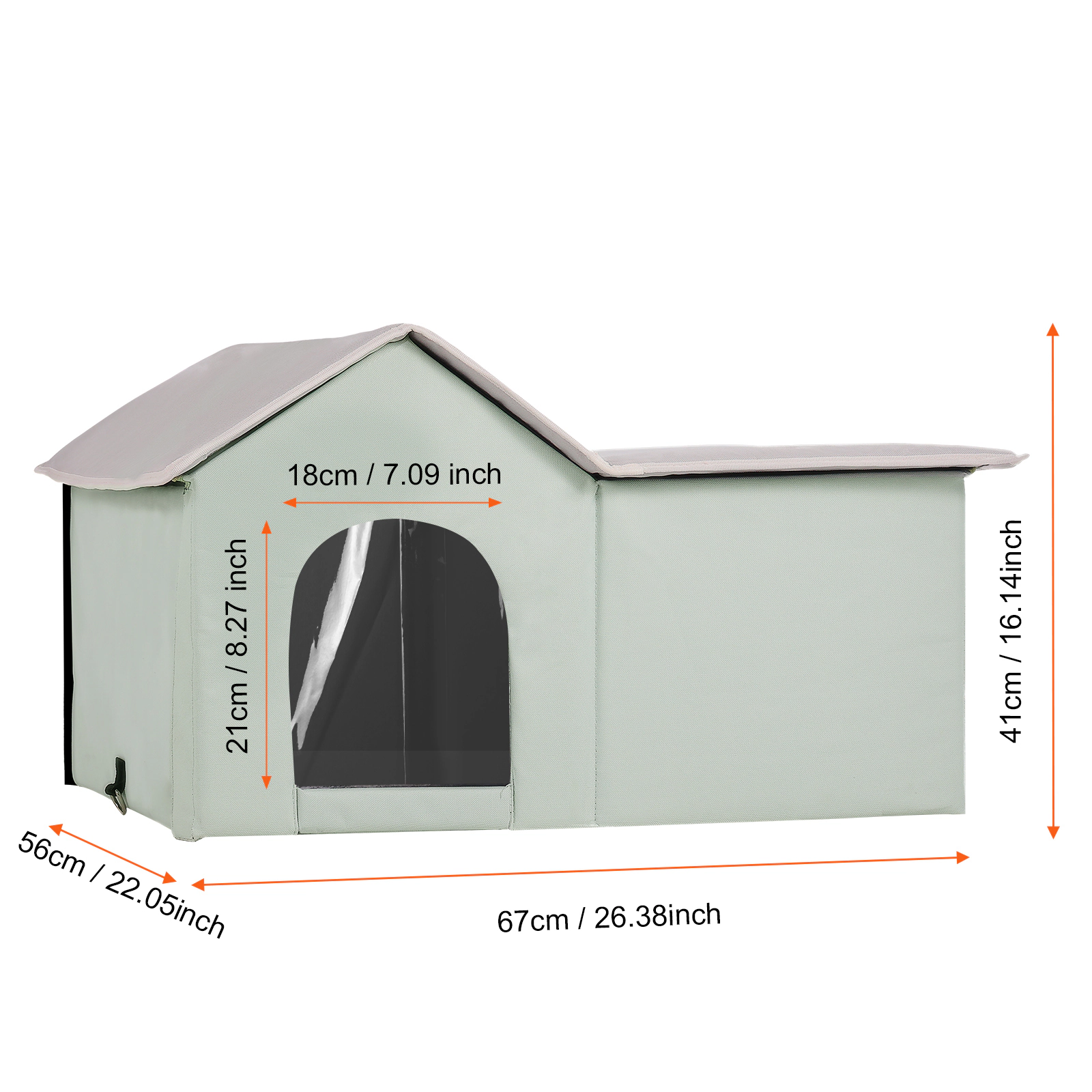 HONGGE Heated Cat House Outdoor Kitty Shelter with Timer, Foldable 600D Oxford Cloth