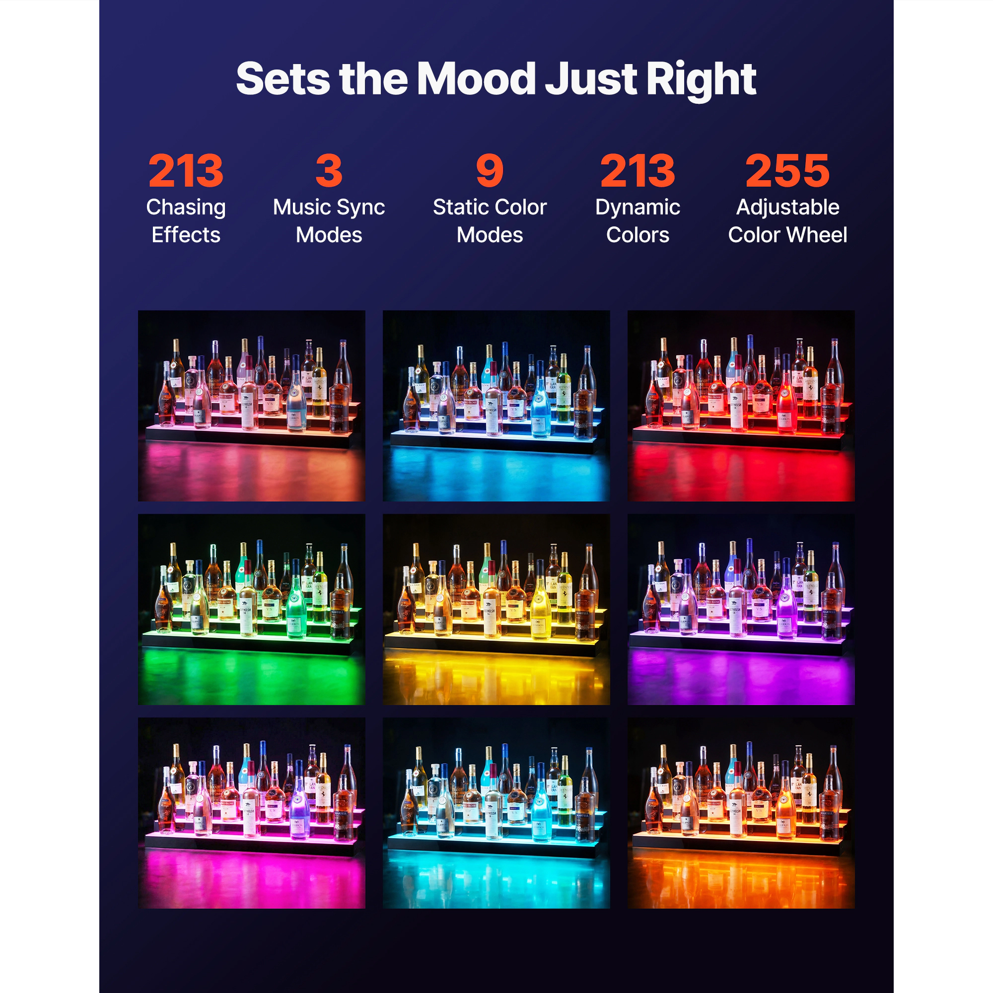 HONGGE LED Lighted Liquor Bottle Display