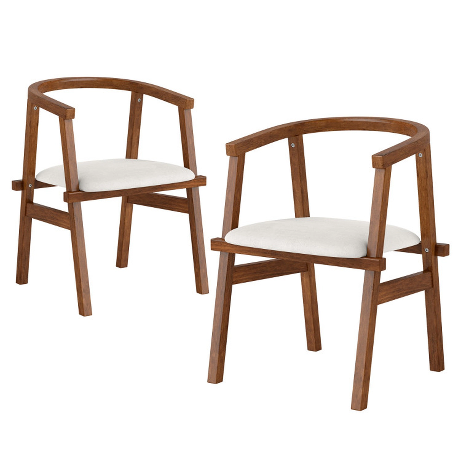 SUGIFT Set of 2 Rubber Wood Wrap Around Armrest Dining Chairs 23-in x 21.5-in x 29.5-in 340-lb Capacity Walnut