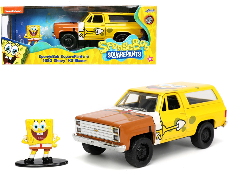 Jada 1980 Chevrolet K5 Blazer with SpongeBob SquarePants Diecast Figurine "Hollywood Rides" Series 1/32