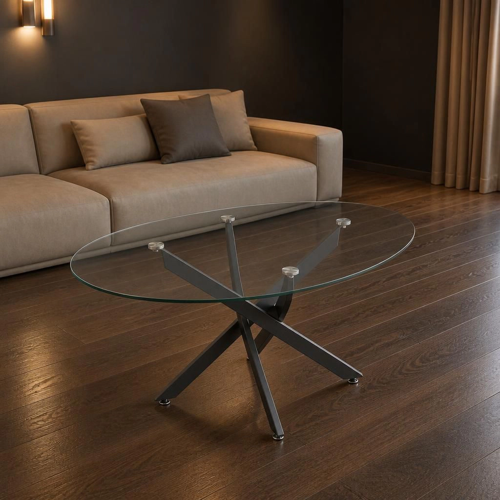 GOODSILO Low Profile Rectangular Dining Table with Glass Top