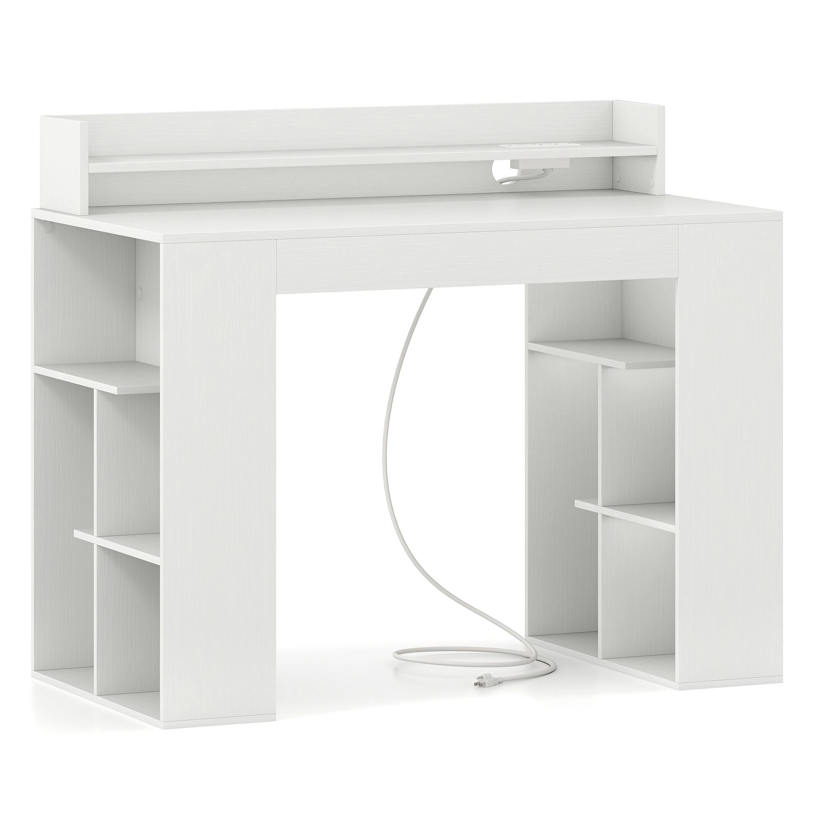 SlickBlue Modern Writing Desk with USB, Type-C & Geometric Shelves