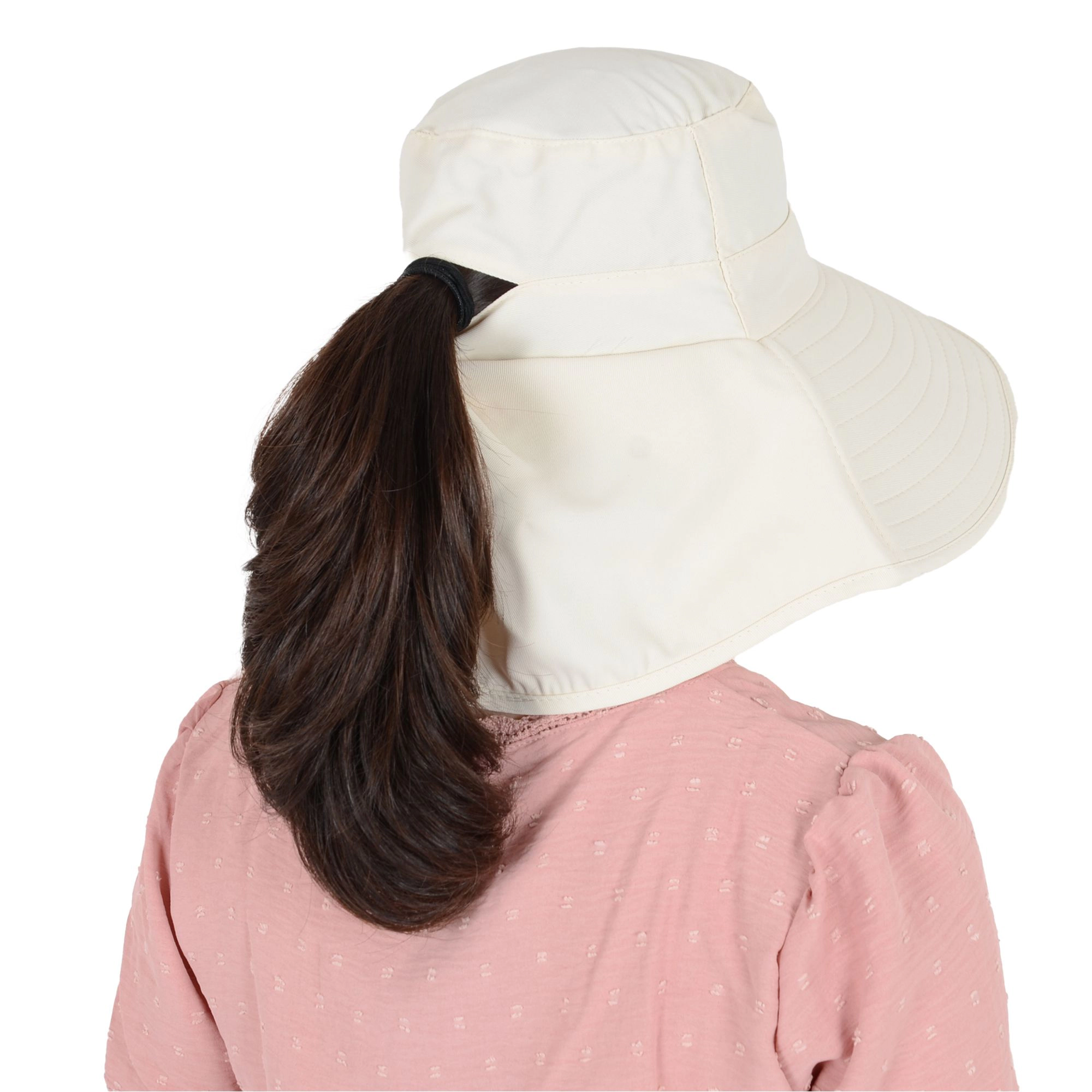 Anna-Kaci Women's Women Ponytail Sun Hat Wide Brim with Flap Packable Adjustable Summer Beach