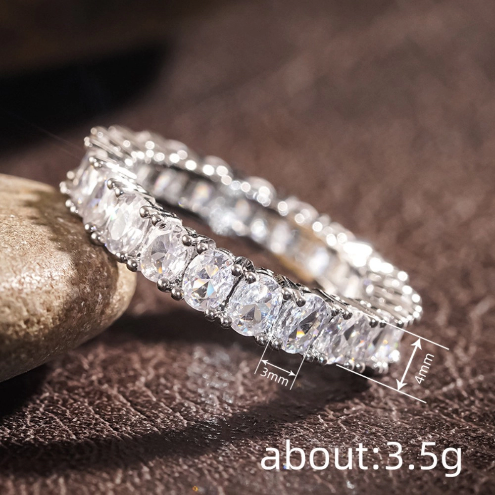 Silver Plated Square Cubic Zirconia Inlaid Minimalist Shining Ring