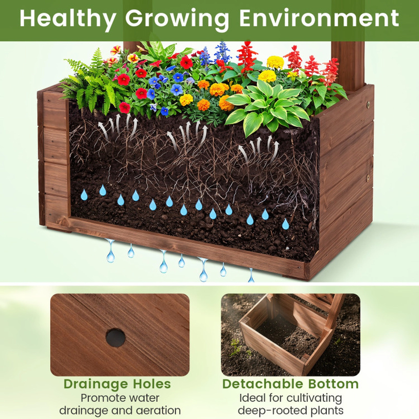 SUGIFT Orange Wooden Garden Arbor with 2 Planter Boxes and Top Roof 82-in W 22-in D 87-in H 44-lb Per Planter Box
