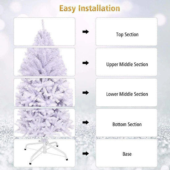 Glintex 9-Ft White Christmas Tree with 2132 Branch Tips and Foldable Iron Base, White