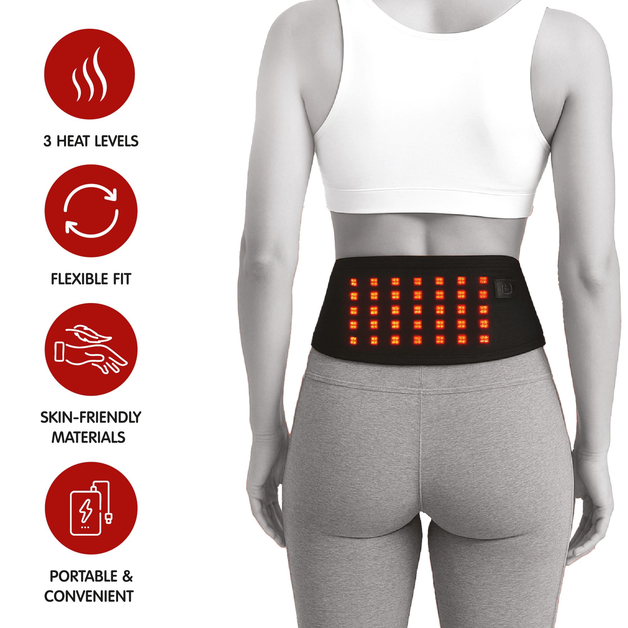 Pursonic Unisex Red Light Therapy Back Wrap – Comfort & Recovery for Lower Back and Core
