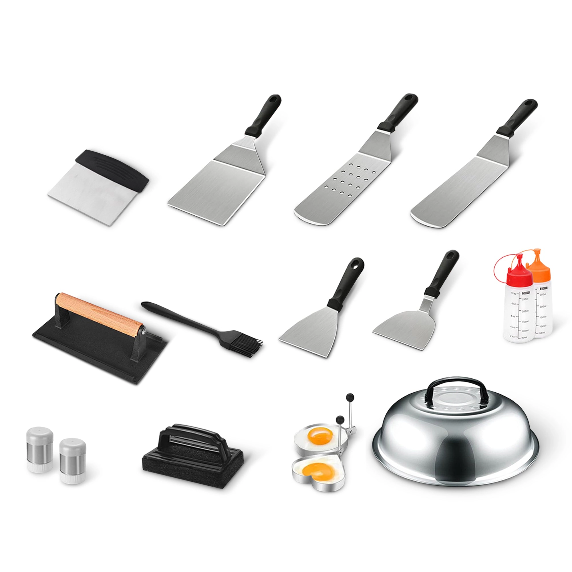 Cheer Collection 18-Piece Stainless Steel Griddle Tool Set