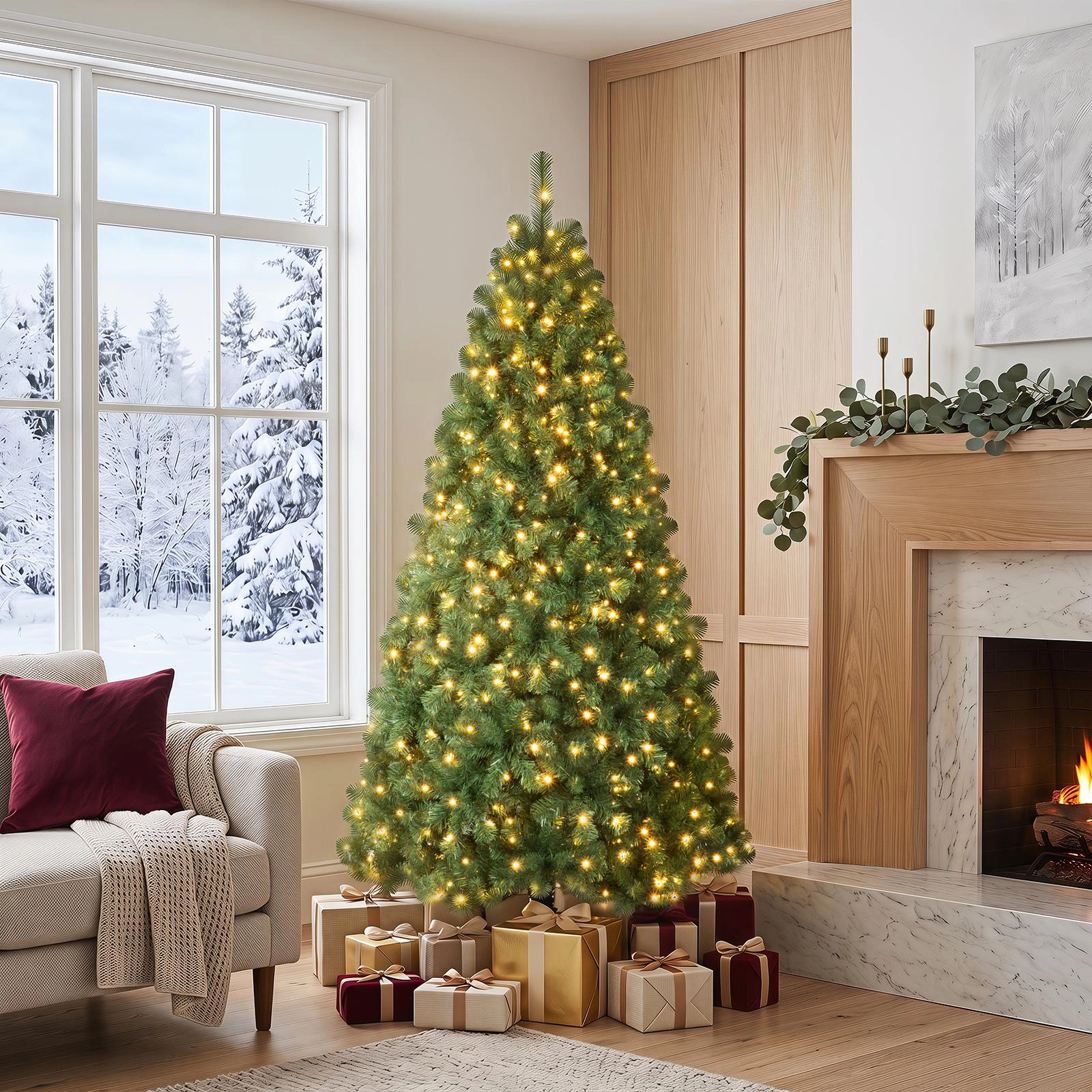 Costway 6 FT Christmas Tree Pre-Lit Hinged with 560 LED Lights