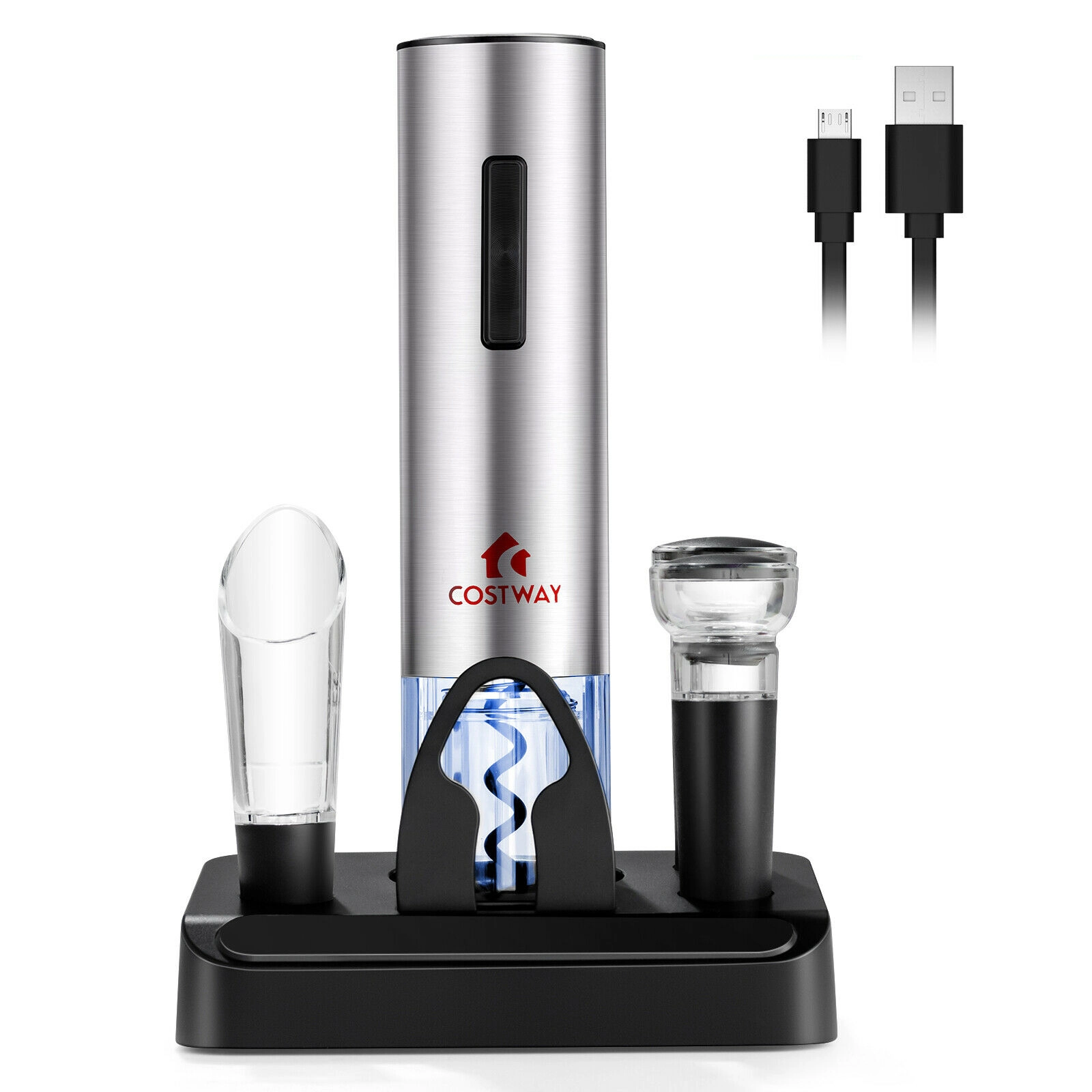 LJG 6-in-1 Electric Wine Bottle Opener Set with Foil Cutter