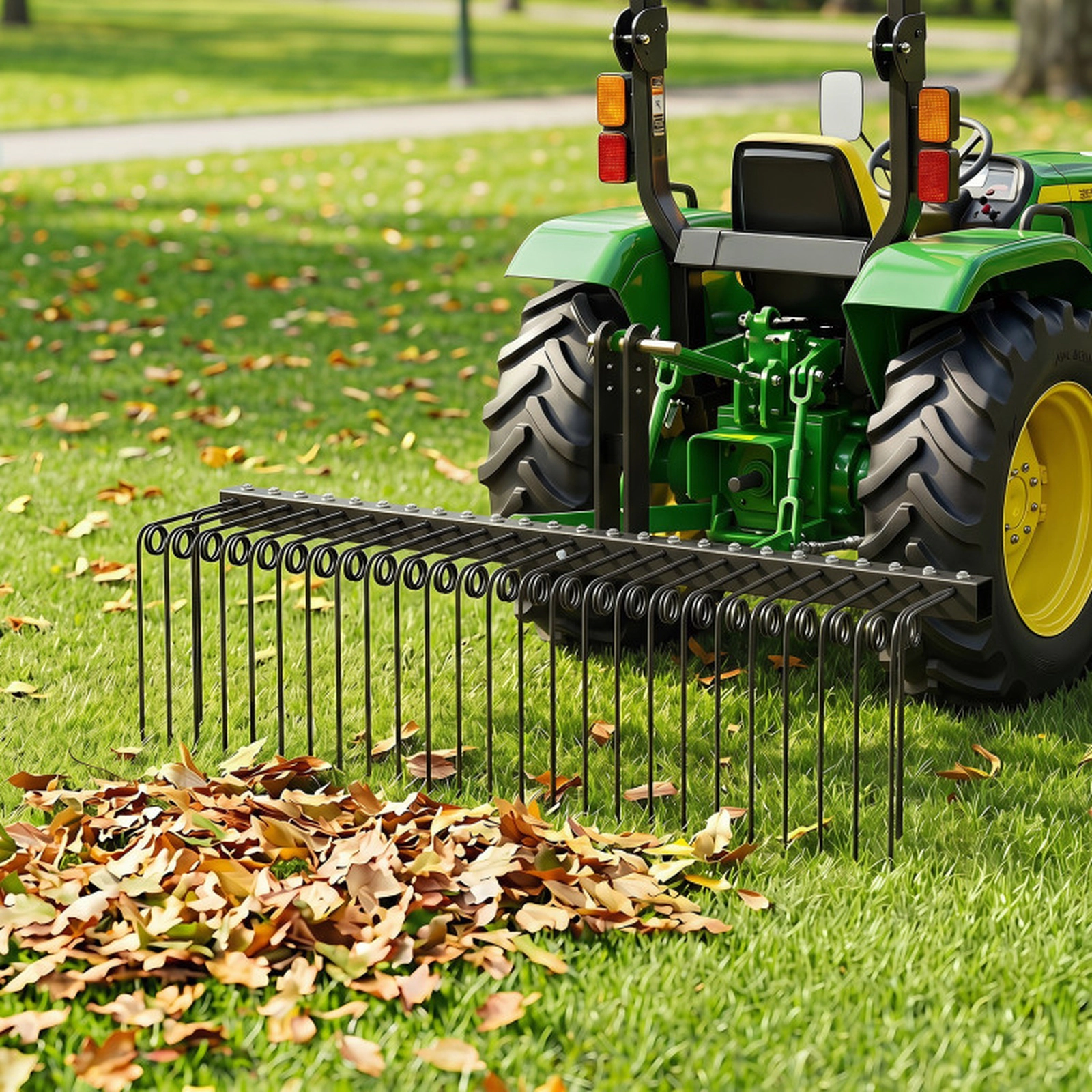 SUGIFT Black Metal Tow Behind Pine Straw Rake with 30 Adjustable Coil Tines 72-in W 16.5-in D 31-in H