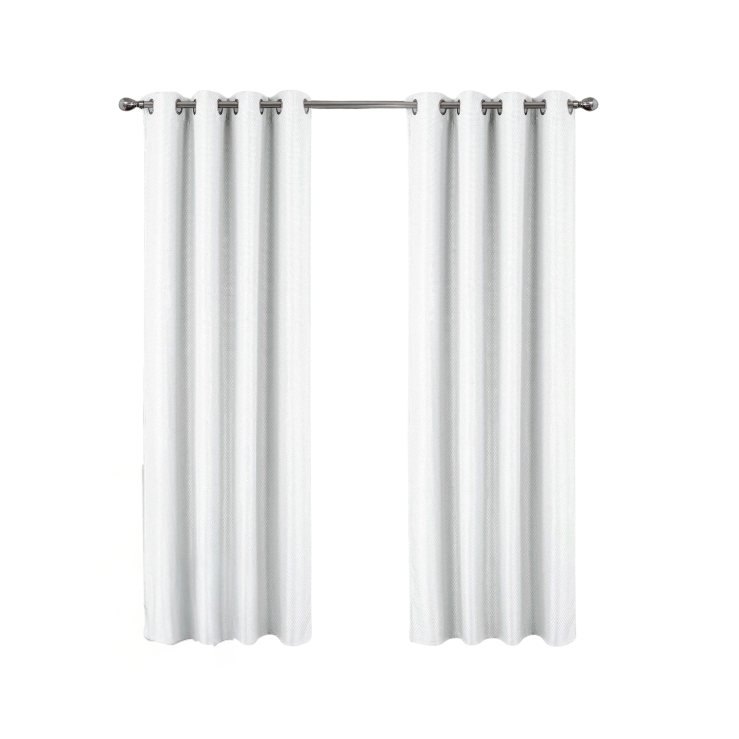Olivia Gray 100% Polyester 250 GSM Basket Weave Ian Luxury Jacquard Blackout Grommet Curtain Panel 54" x 84" White