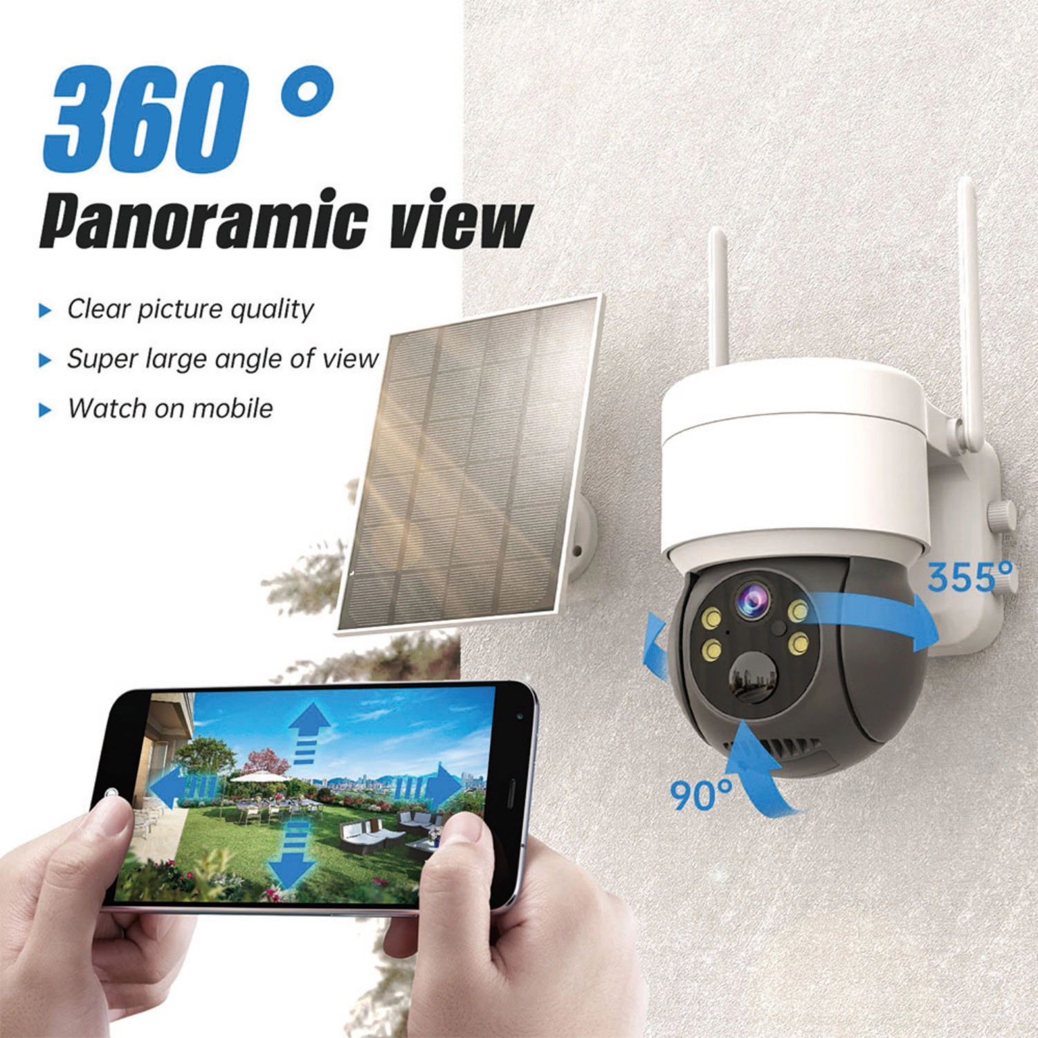 Eco4life 2.5K Solar Wire-Free PTZ Outdoor Security Camera