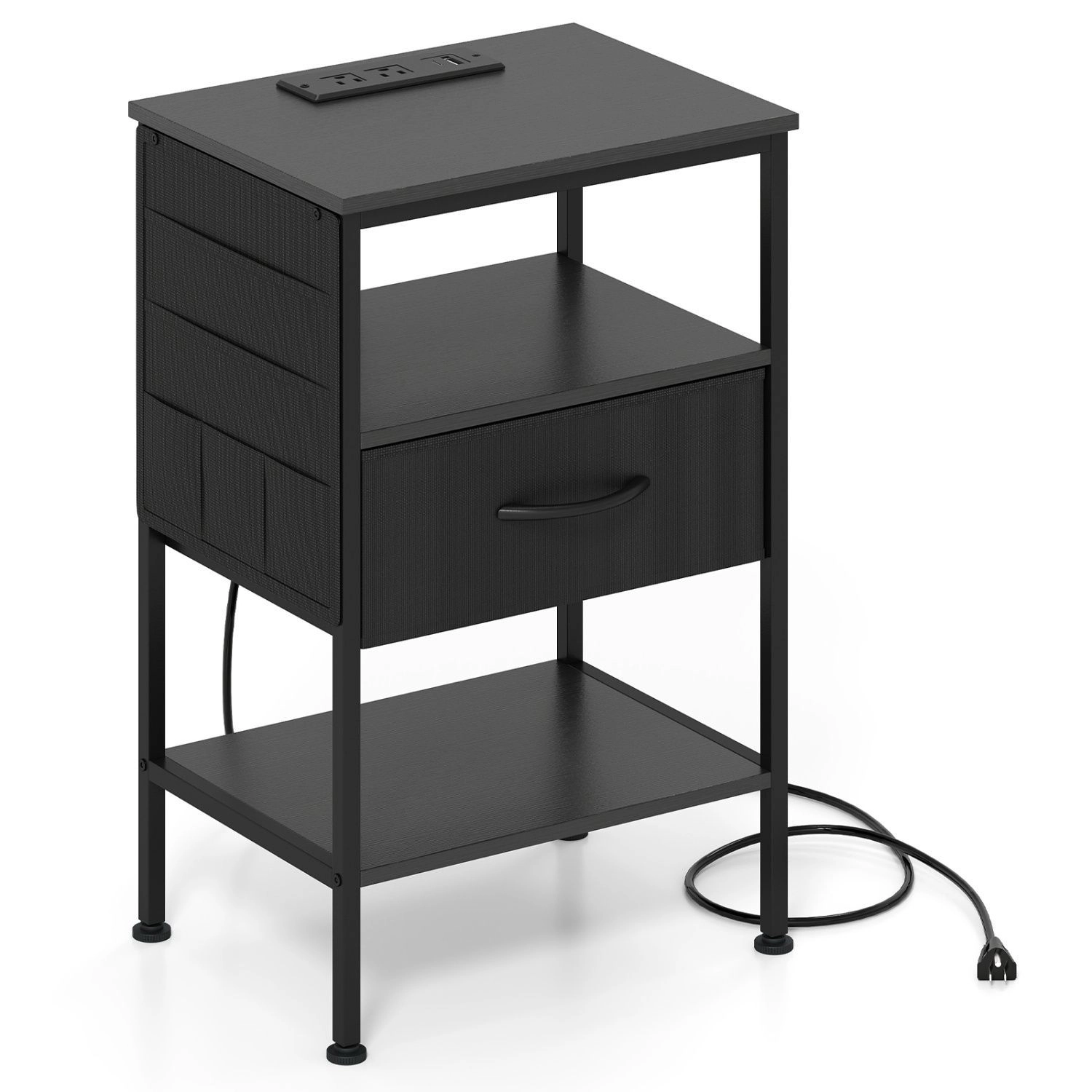 SlickBlue Modern Nightstand with USB, Type-C & Fabric Drawers