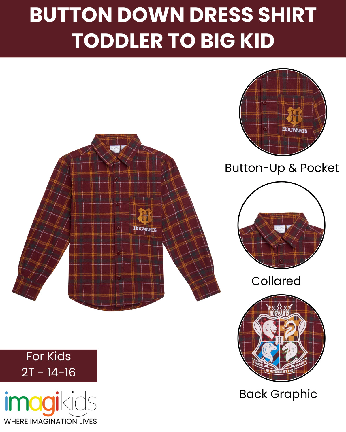 Harry Potter Boys' Flannel Button-Down Shirt