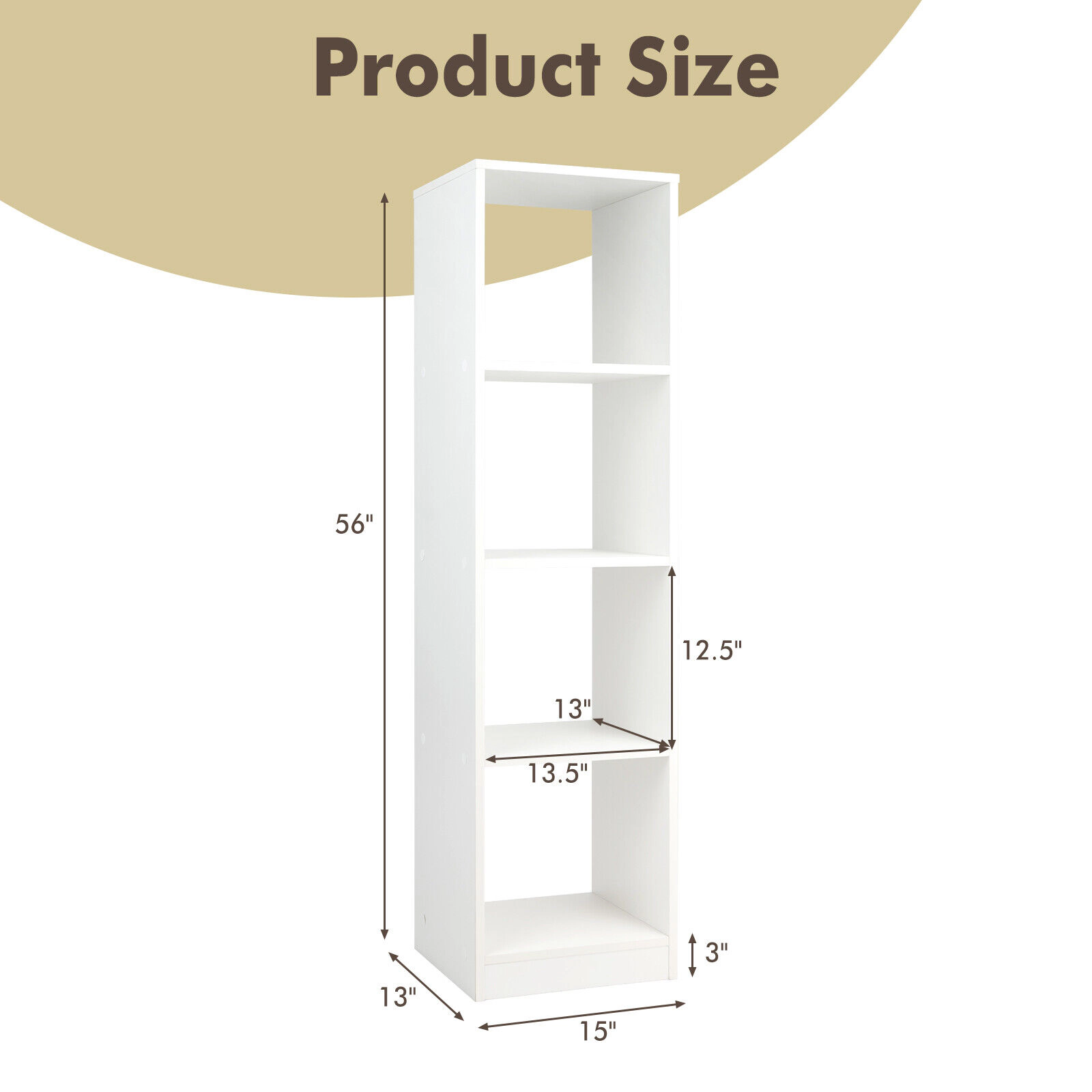 SUGIFT 5-Tier 4-Cube 56-in Tall Narrow Bookshelf with 4 Anti-Tipping Kits and 33-lb Tiers for Small Spaces