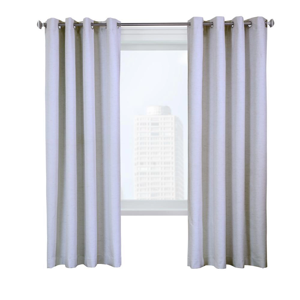 Thermaplus Ventura Blackout Grommet Curtain Panel Pair Frame Windows with Subtle Slub Textured Motif 78" x 84" White