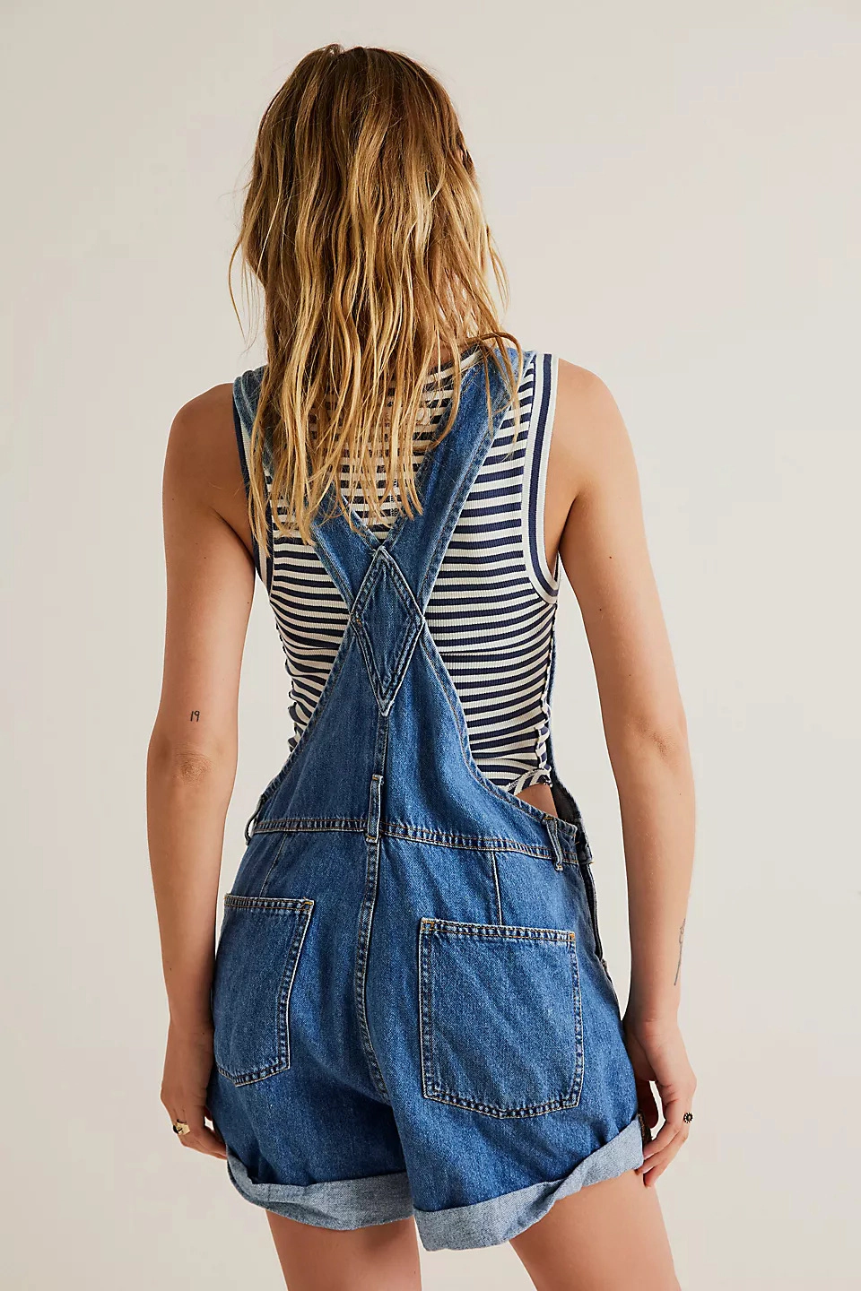 KOJOOIN Women's Denim Short Overalls Adjustable Strap Cuffed Jean Shortalls Rompers Pants Bib Shorts