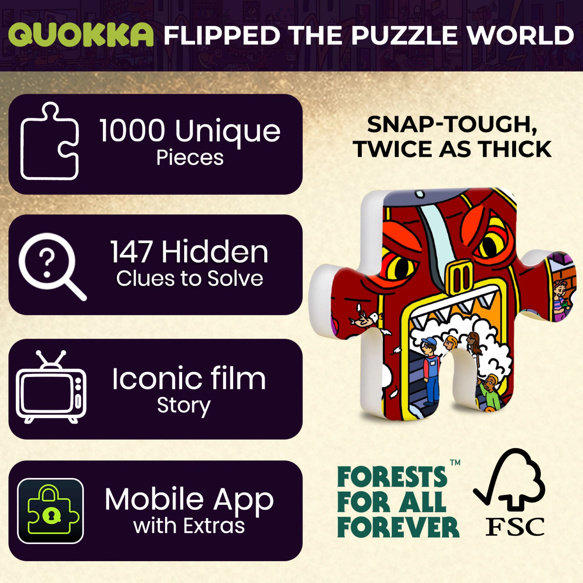 QUOKKA 1000-Piece Jigsaw Puzzles for Adults – Metropolis, Nosferatu and Roman Empire Premium Box, Extra Fun Challenges